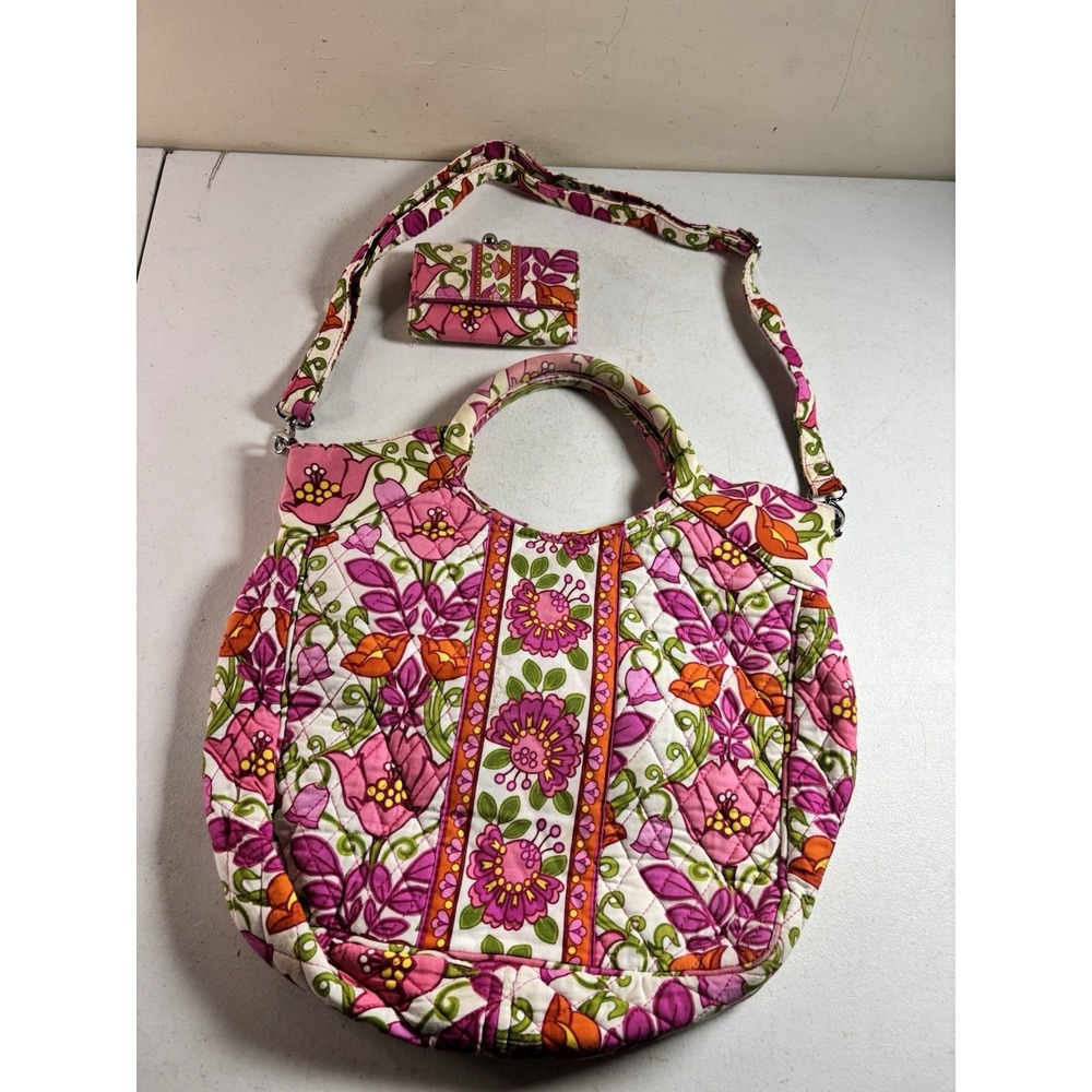 Vera Bradley Small Tote Crossbody‎ Lilli Bell Pattern W/Matching Wallet Retired